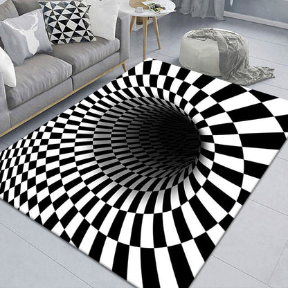 Stylish 3D Pattern Black Area Rug Waterproof Non-Slip Carpet