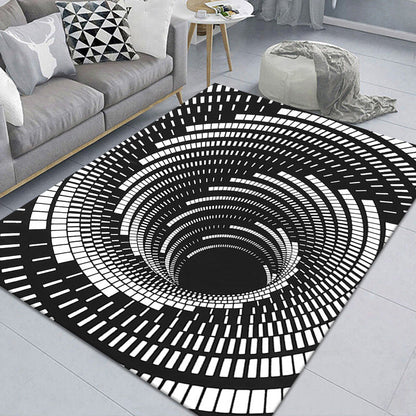 Stylish 3D Pattern Black Area Rug Waterproof Non-Slip Carpet