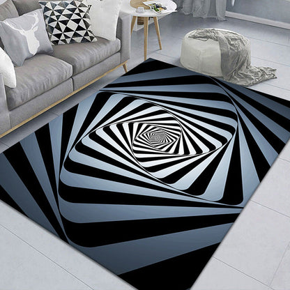 Stylish 3D Pattern Black Area Rug Waterproof Non-Slip Carpet