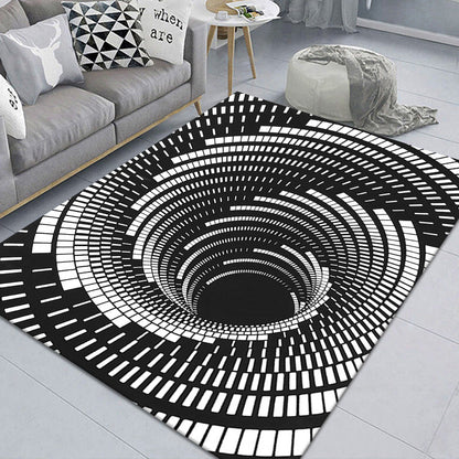 Stylish 3D Pattern Black Area Rug Waterproof Non-Slip Carpet