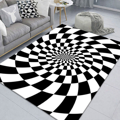 Stylish 3D Pattern Black Area Rug Waterproof Non-Slip Carpet