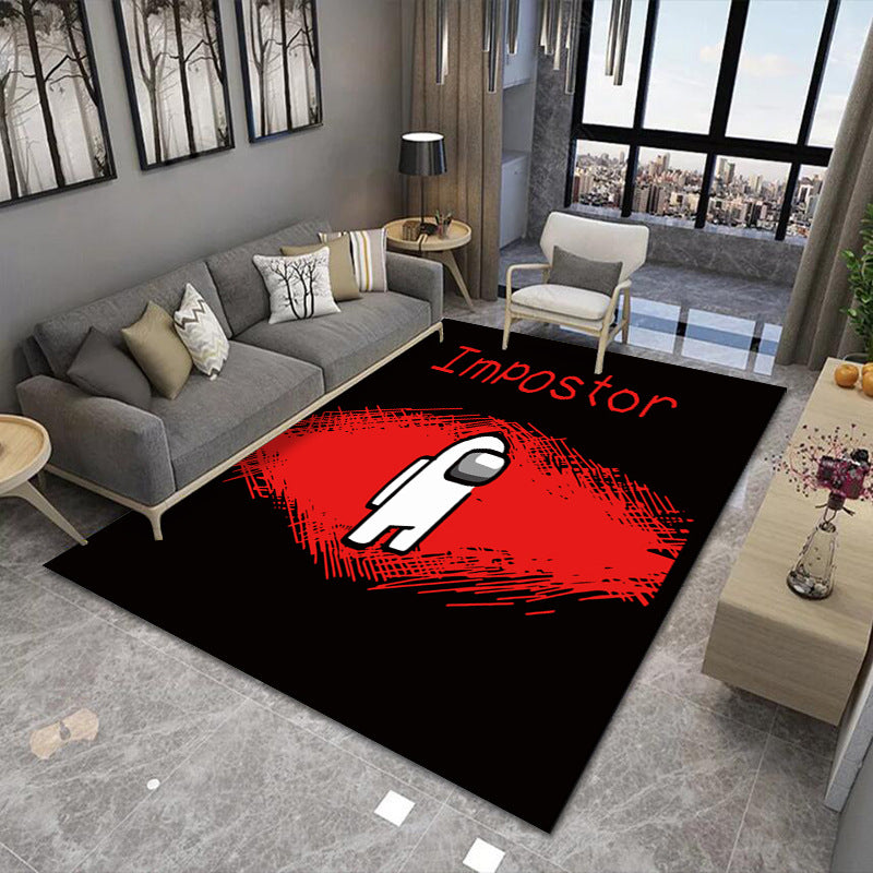 Stylish 3D Pattern Black Area Rug Waterproof Non-Slip Carpet