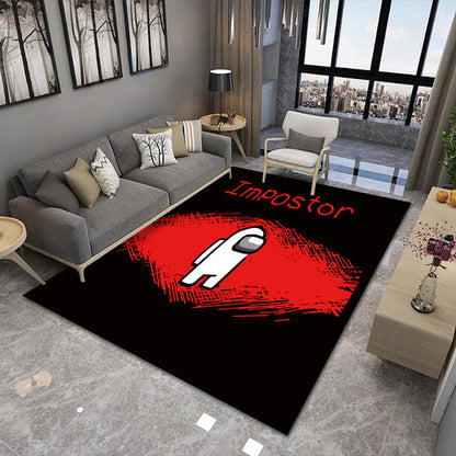 Stylish 3D Pattern Black Area Rug Waterproof Non-Slip Carpet