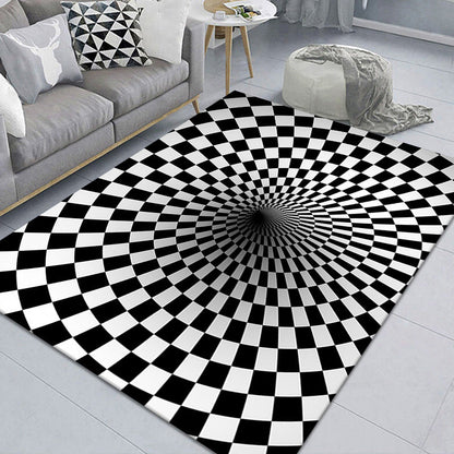 Stylish 3D Pattern Black Area Rug Waterproof Non-Slip Carpet