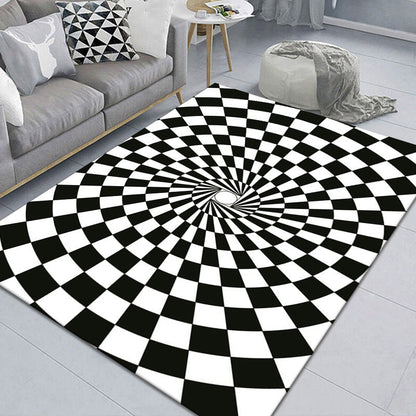 Stylish 3D Pattern Black Area Rug Waterproof Non-Slip Carpet