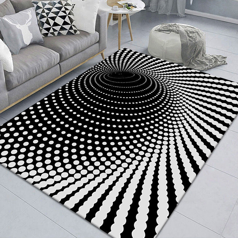 Stylish 3D Pattern Black Area Rug Waterproof Non-Slip Carpet