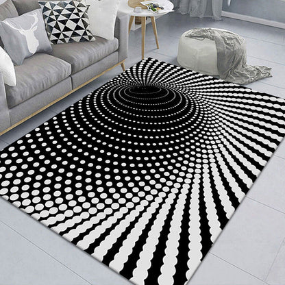 Stylish 3D Pattern Black Area Rug Waterproof Non-Slip Carpet