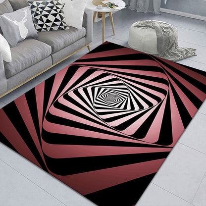 Stylish 3D Pattern Black Area Rug Waterproof Non-Slip Carpet
