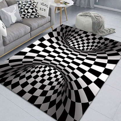 Stylish 3D Pattern Black Area Rug Waterproof Non-Slip Carpet