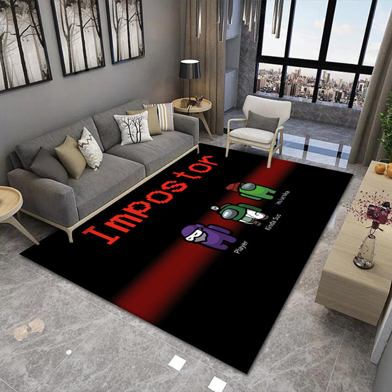 Stylish 3D Pattern Black Area Rug Waterproof Non-Slip Carpet