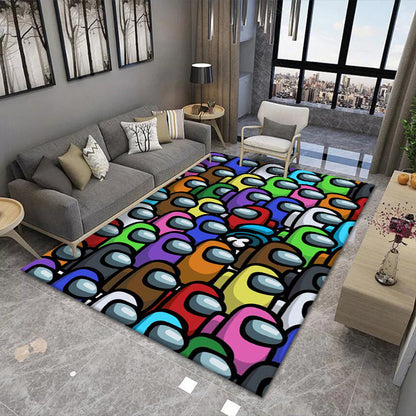 Stylish 3D Pattern Black Area Rug Waterproof Non-Slip Carpet
