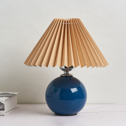 Simple Ceramic Desk Lamp with Folded Shade