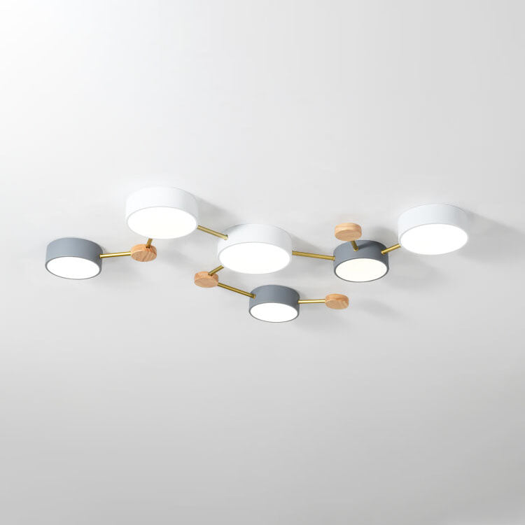 Sleek Gray Wooden Ceiling Light Fixtures 23.6 Inch