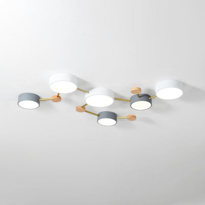 Sleek Gray Wooden Ceiling Light Fixtures 23.6 Inch