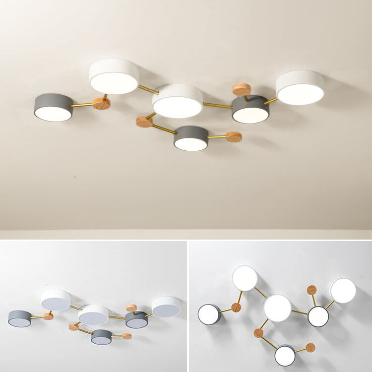 Sleek Gray Wooden Ceiling Light Fixtures 23.6 Inch