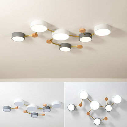 Sleek Gray Wooden Ceiling Light Fixtures 23.6 Inch