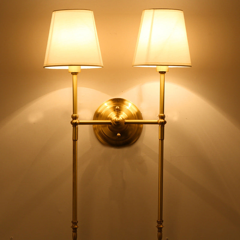 Classic Brass Wall Lamp with Fabric Shade