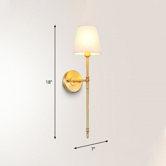Classic Brass Wall Lamp with Fabric Shade - Cofik