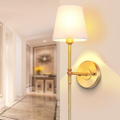 Classic Brass Wall Lamp with Fabric Shade