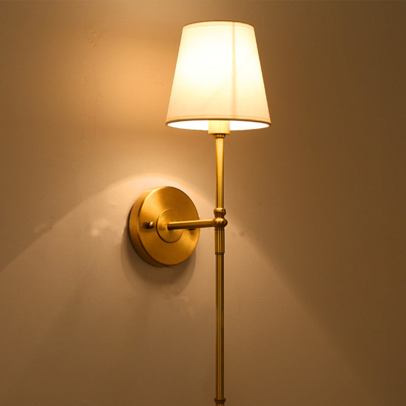 Classic Brass Wall Lamp with Fabric Shade