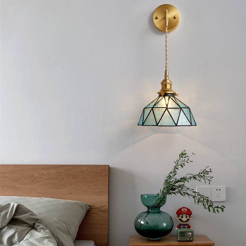 Calming Blue Glass Wall Light with Ripple Effect