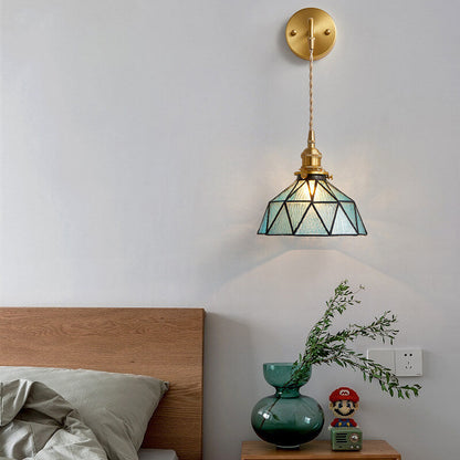Calming Blue Glass Wall Light with Ripple Effect