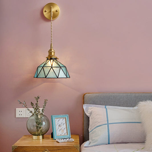 Calming Blue Glass Wall Light with Ripple Effect - Cofik
