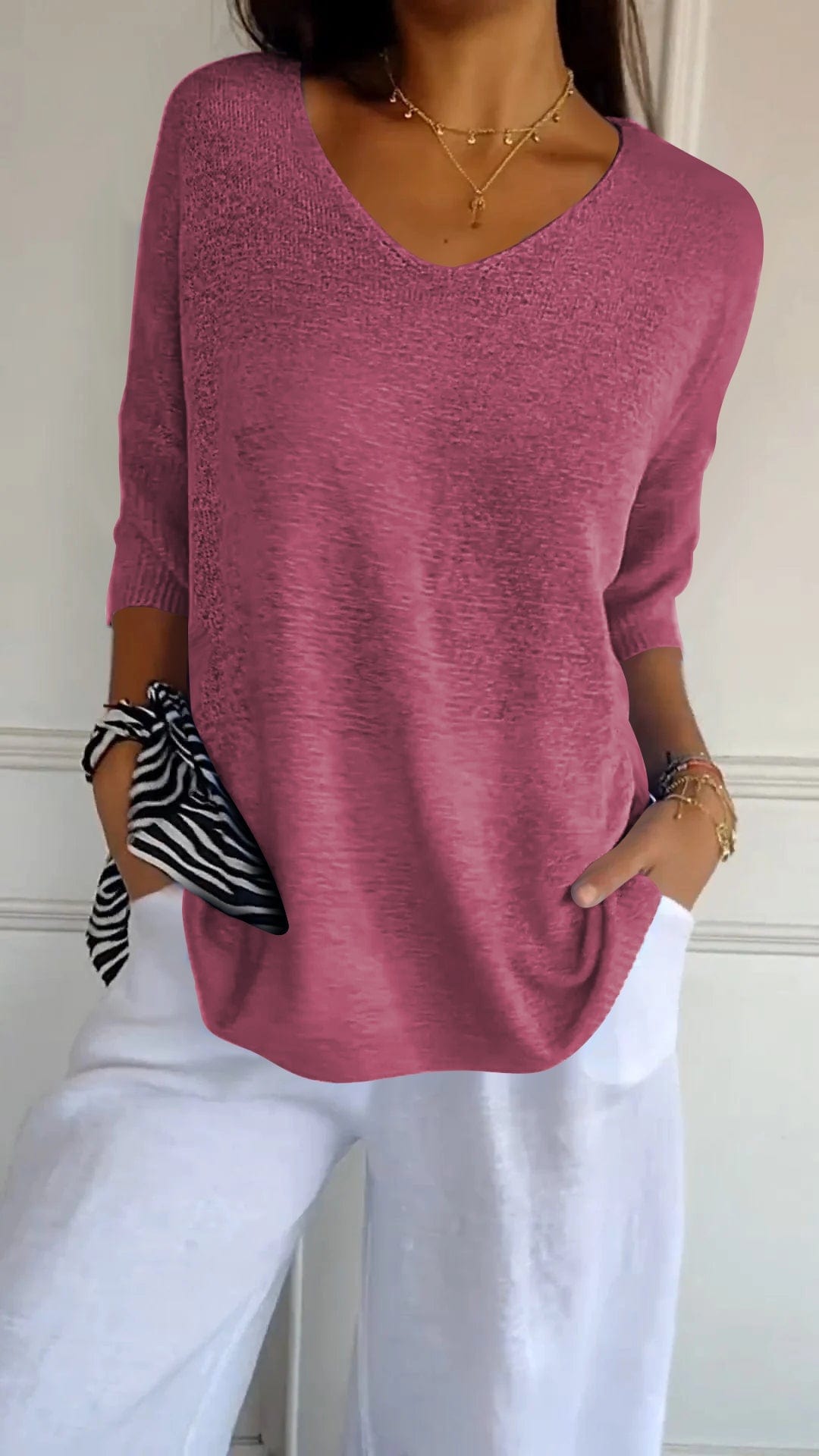 Soft V-Neck Knitted Sweater