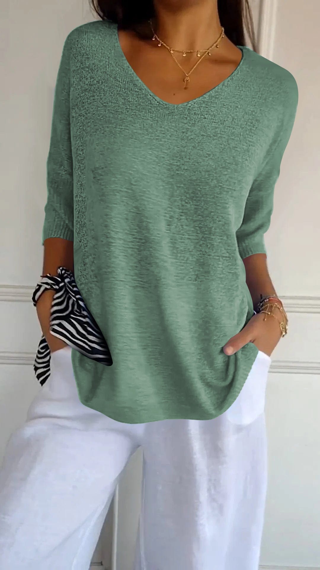 Soft V-Neck Knitted Sweater