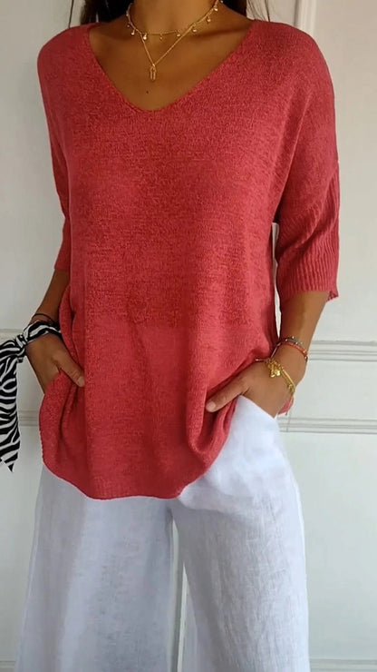 Soft V-Neck Knitted Sweater