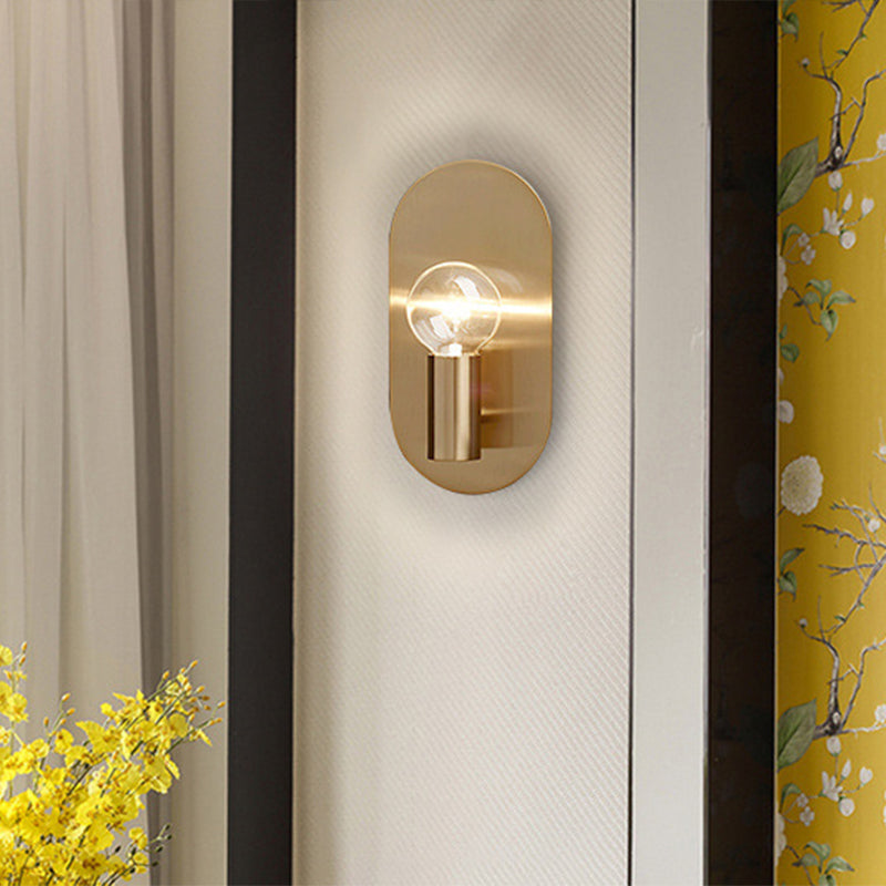 Sleek Gold Metal Wall Sconce Light with Oval Shade