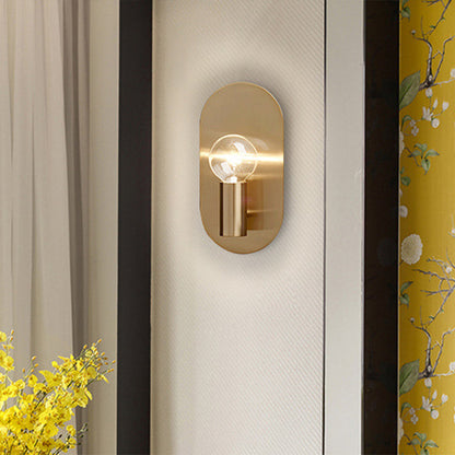 Sleek Gold Metal Wall Sconce Light with Oval Shade