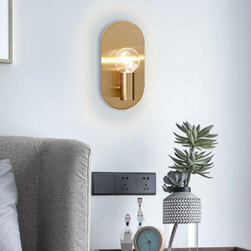Sleek Gold Metal Wall Sconce Light with Oval Shade