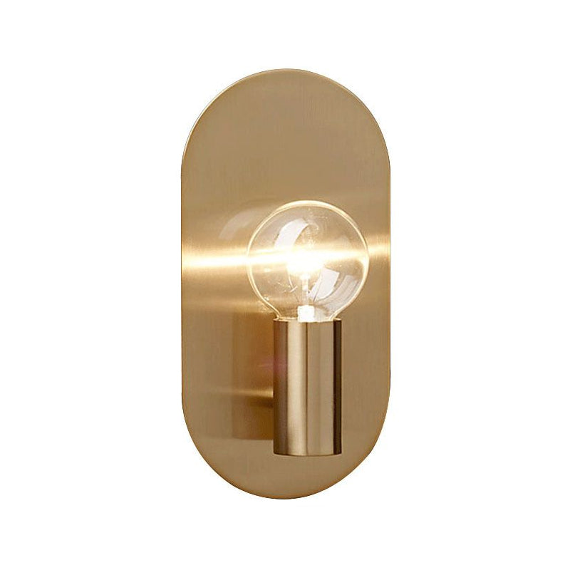 Sleek Gold Metal Wall Sconce Light with Oval Shade