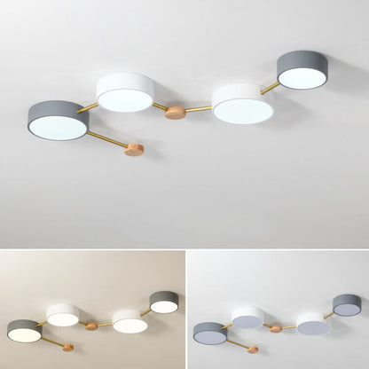 Sleek Gray Wooden Ceiling Light Fixtures 23.6 Inch