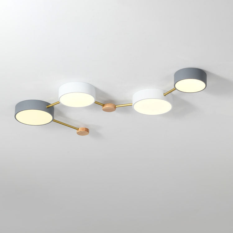 Sleek Gray Wooden Ceiling Light Fixtures 23.6 Inch