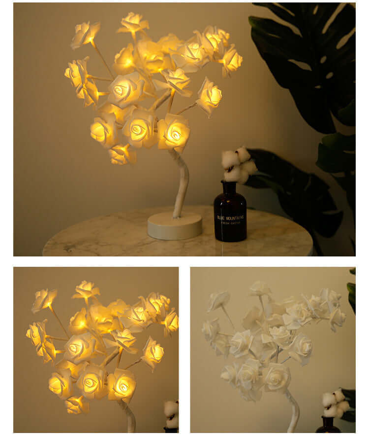 Pretty LED Rose Night Light Table Lamp for Bedroom