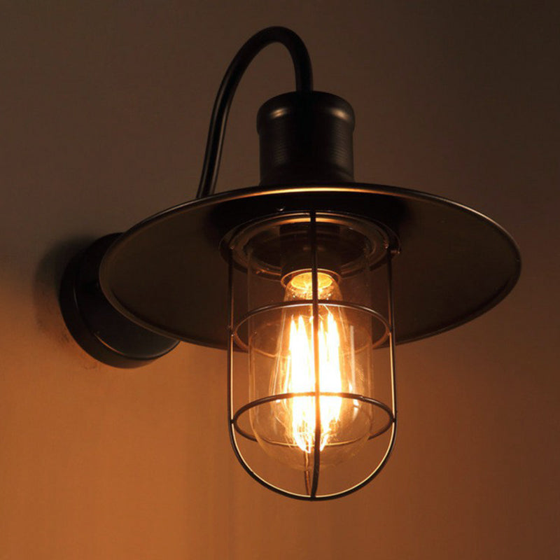 Metal Gooseneck Wall Lamp with Cage Shade - Cofik
