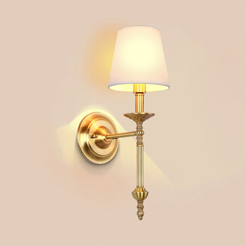 Vintage Metal Wall Lamp with Linen Shade - Cofik