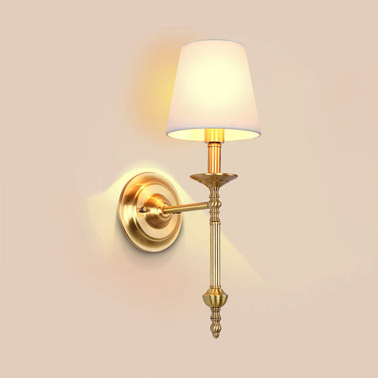 Vintage Metal Wall Lamp with Linen Shade - Cofik