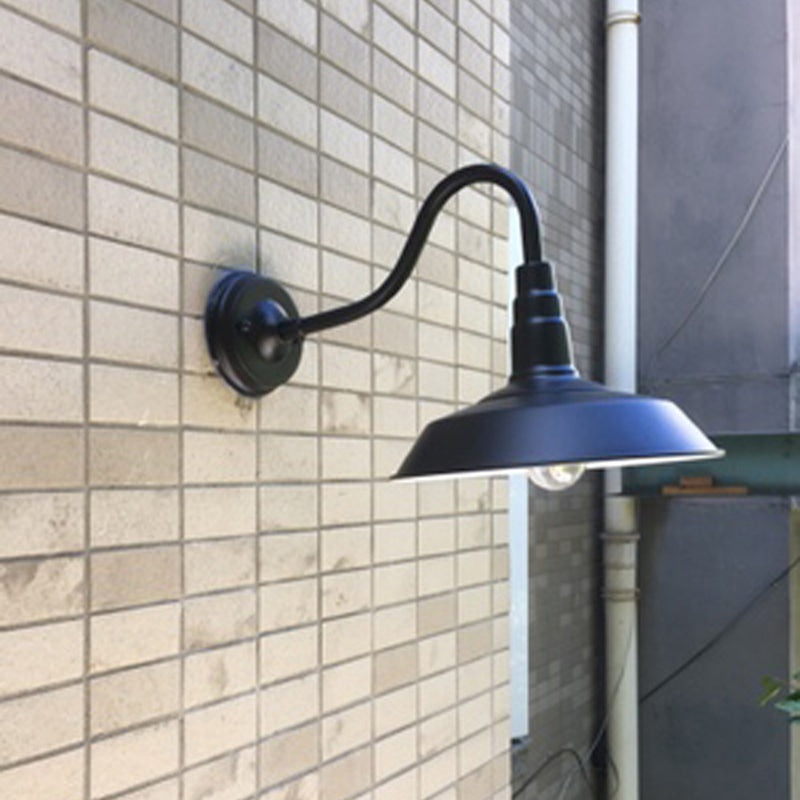 Rustic Outdoor Wall Light with Metal Shade
