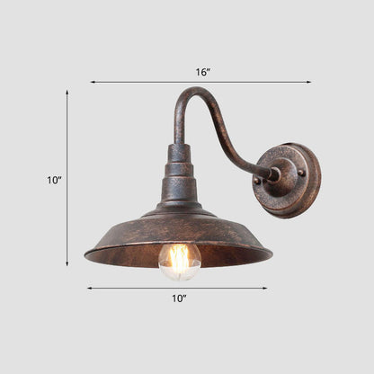 Rustic Outdoor Wall Light with Metal Shade