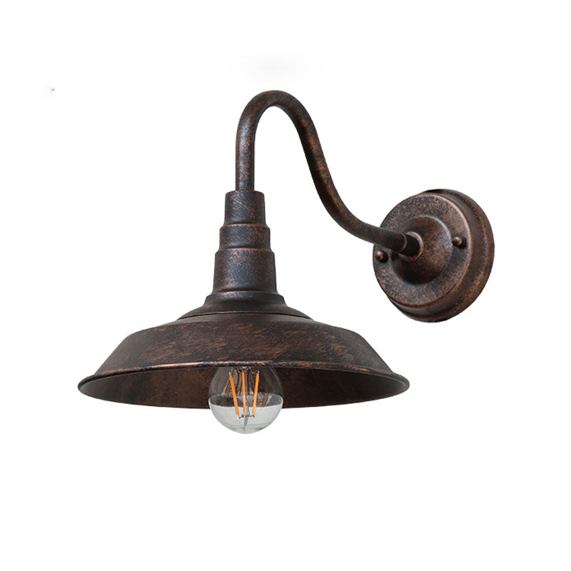 Rustic Outdoor Wall Light with Metal Shade