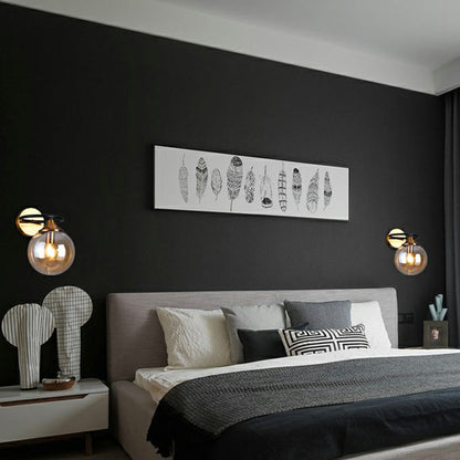 Modern Glass Brass Bedroom Wall Lamp