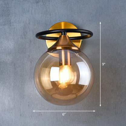 Modern Glass Brass Bedroom Wall Lamp