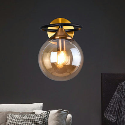 Modern Glass Brass Bedroom Wall Lamp