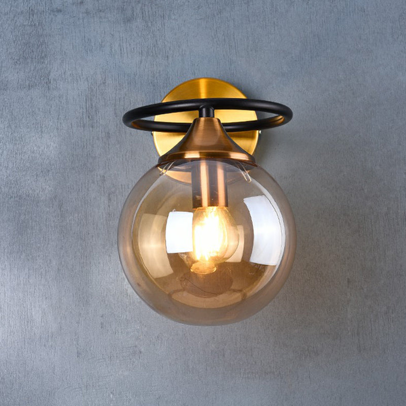 Modern Glass Brass Bedroom Wall Lamp