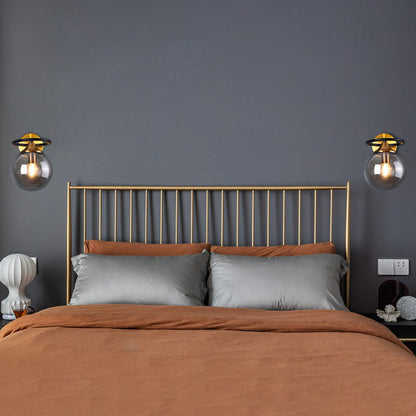 Modern Glass Brass Bedroom Wall Lamp