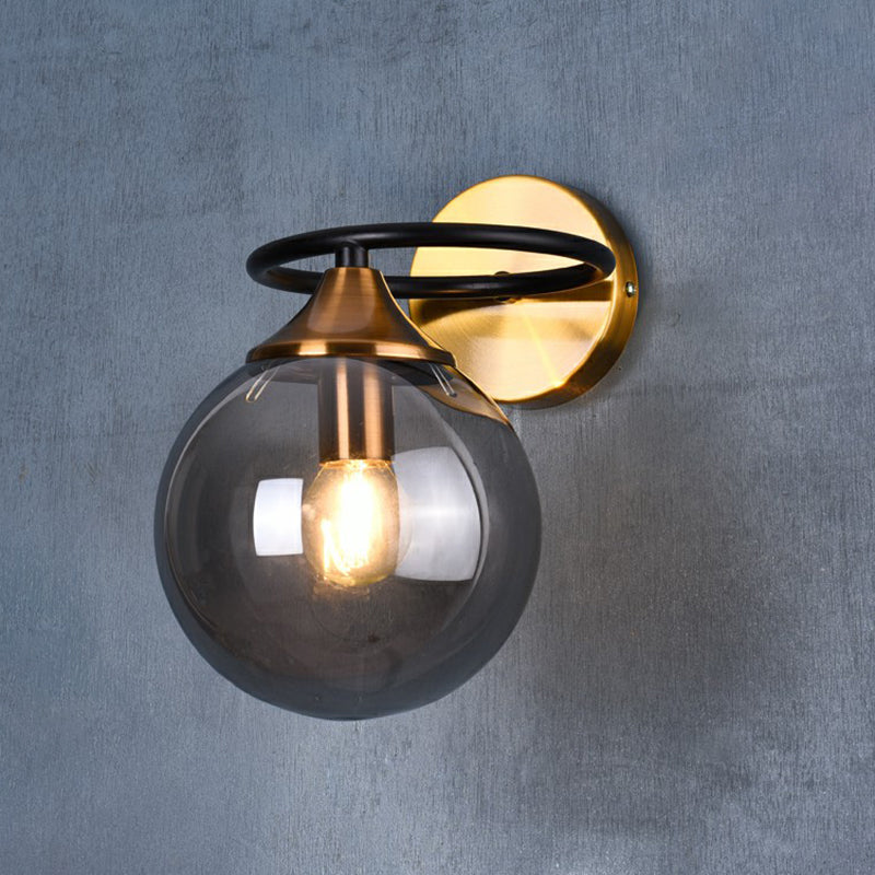 Modern Glass Brass Bedroom Wall Lamp