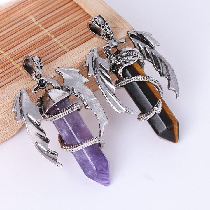 Unique Gemstone Dragon Pendant Necklace